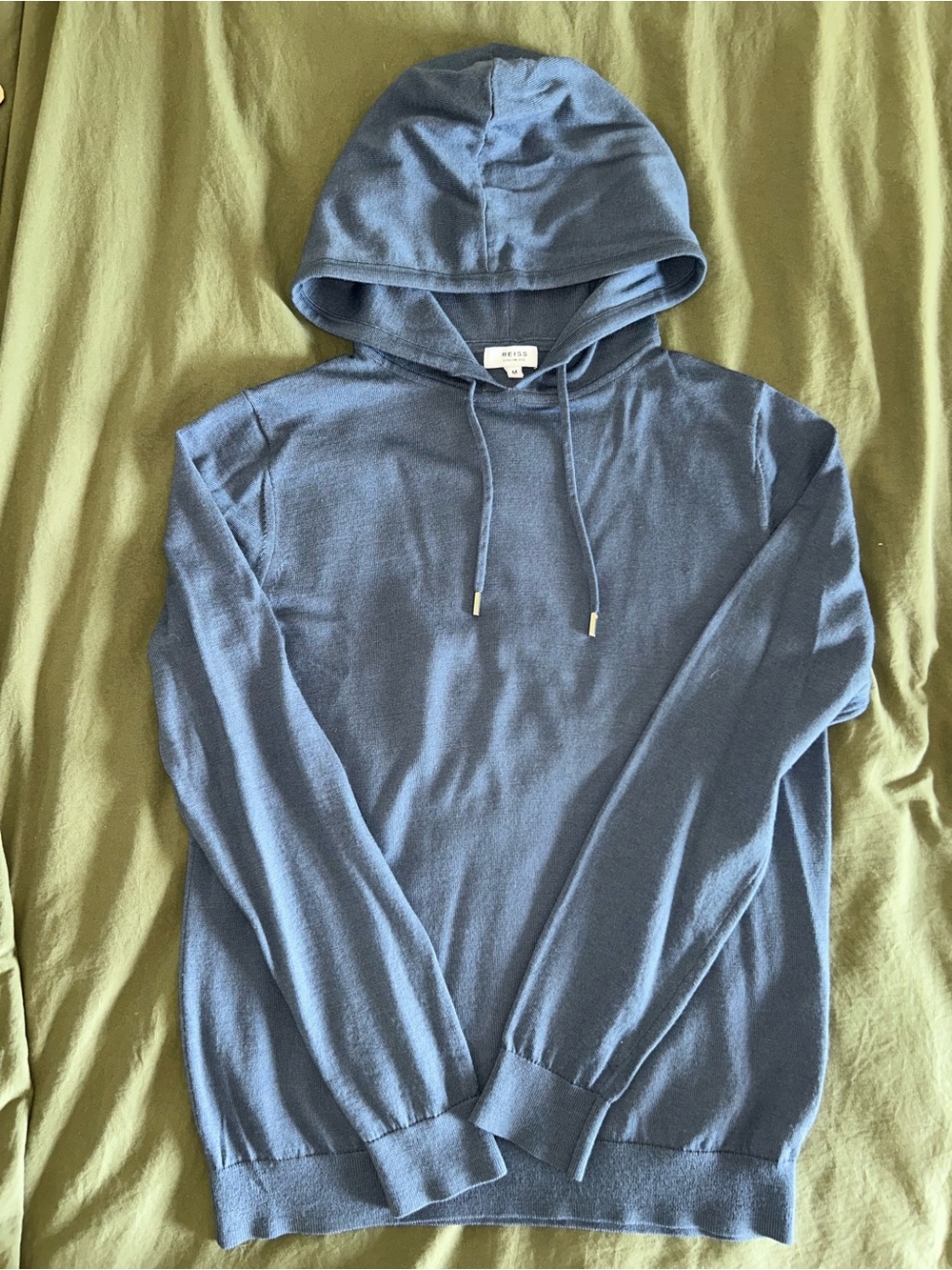 Reiss Light Blue Wool Hooded Knit Top